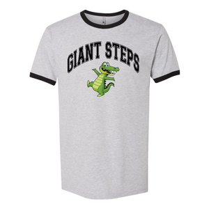 Open image in slideshow, Giant Steps Varsity Lettering Gator Logo Unisex Ringer Crewneck T-shirt
