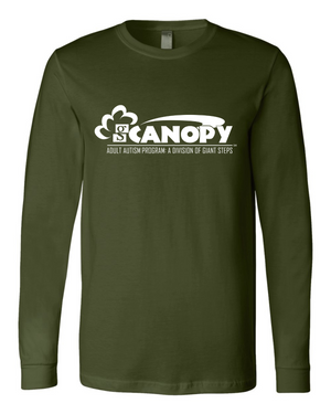Open image in slideshow, Canopy Solid White Logo Unisex Long Sleeve Crewneck Tee (4 colors available)
